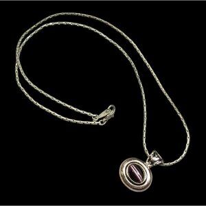 Vintage Roman Purple Cateye Pendant Necklace